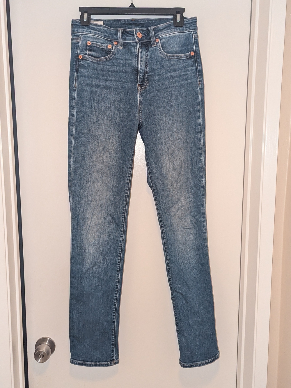 GAP Women's Classic Straight High Rise Jeans in Medium Blue Wash